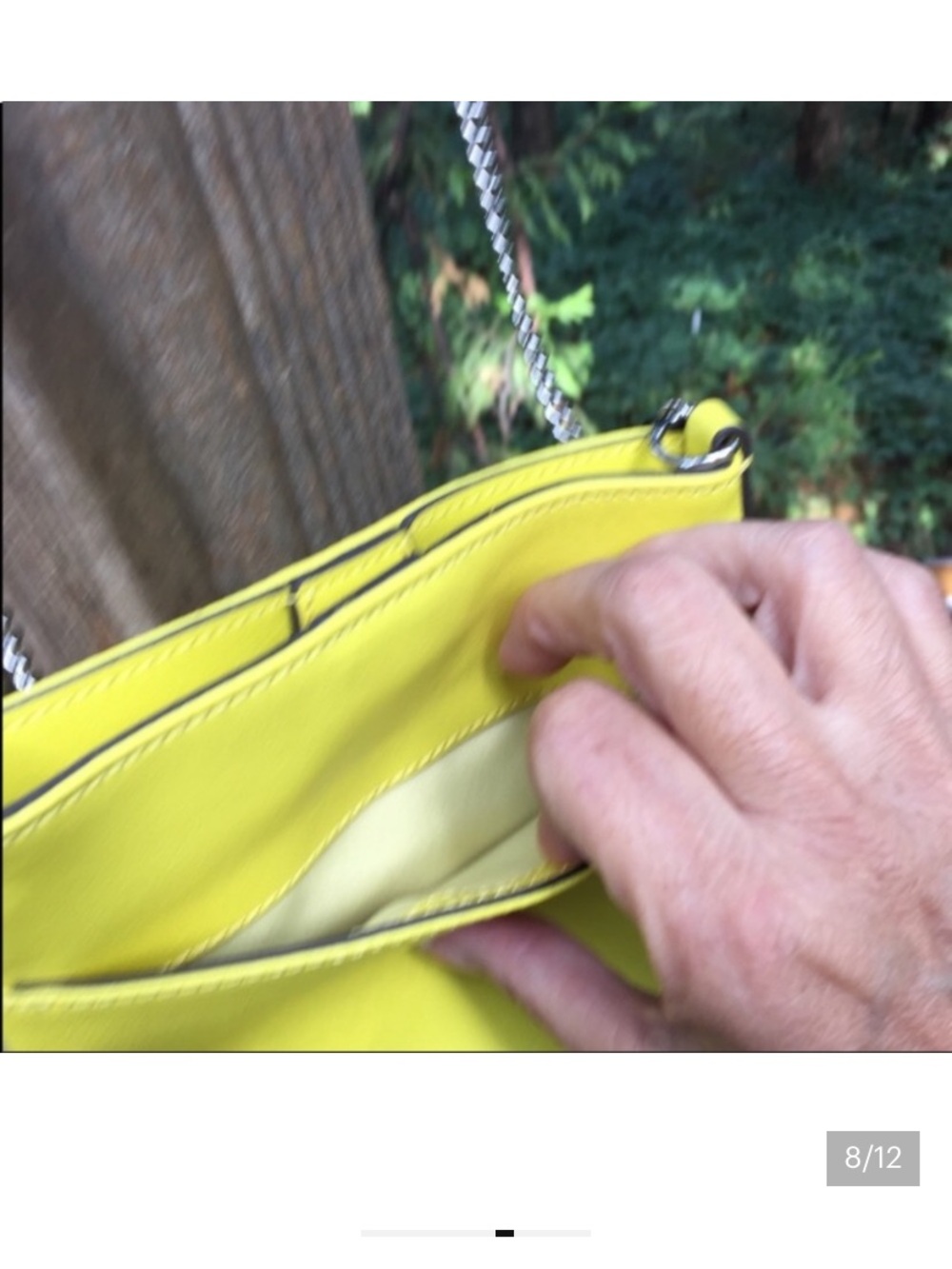 Banana Republic Neon Yellow Leather Crossbody with Silver Chain - Picture 8 of 10